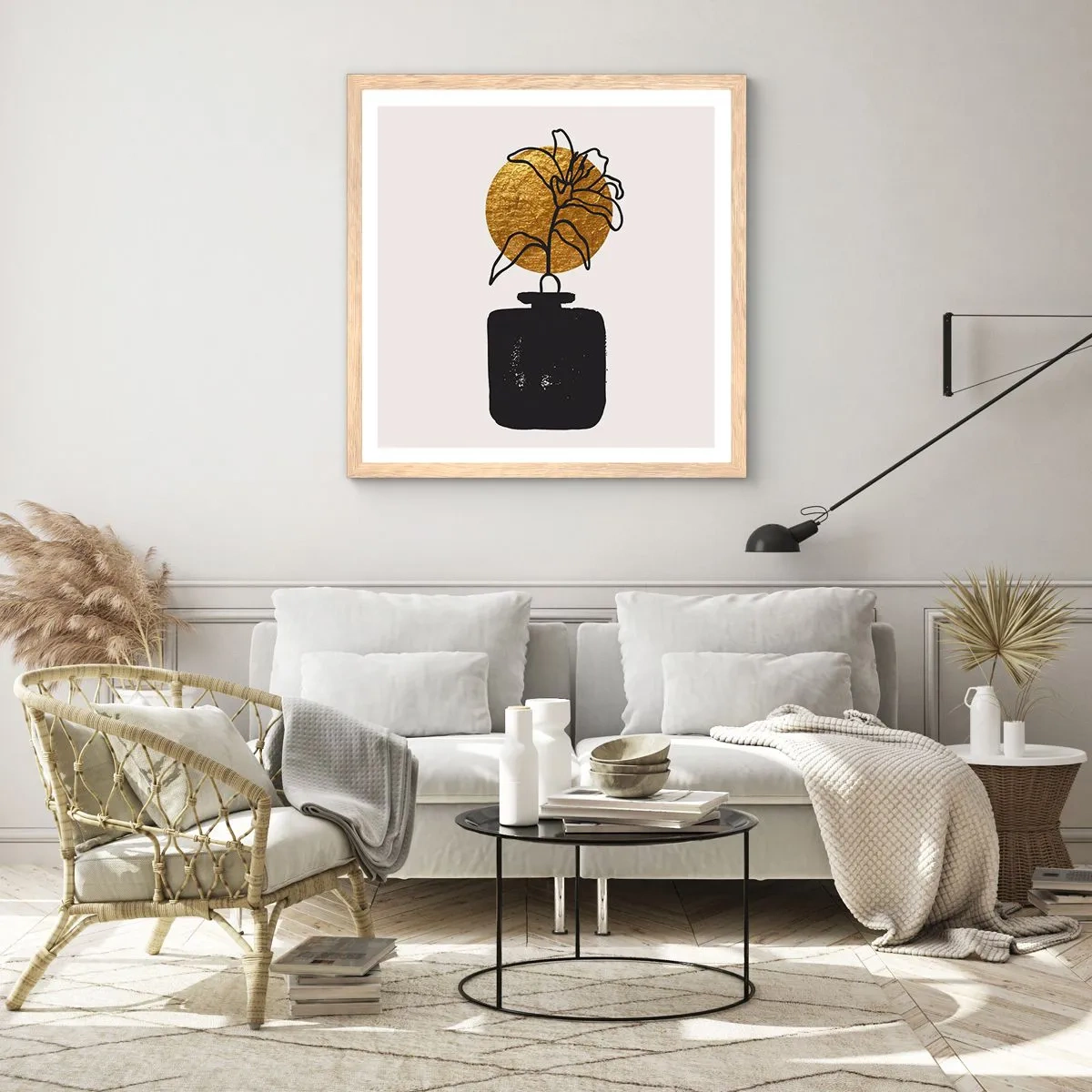Een poster in een licht eiken lijst - Schoonheid is goud waard - 50x50 cm
