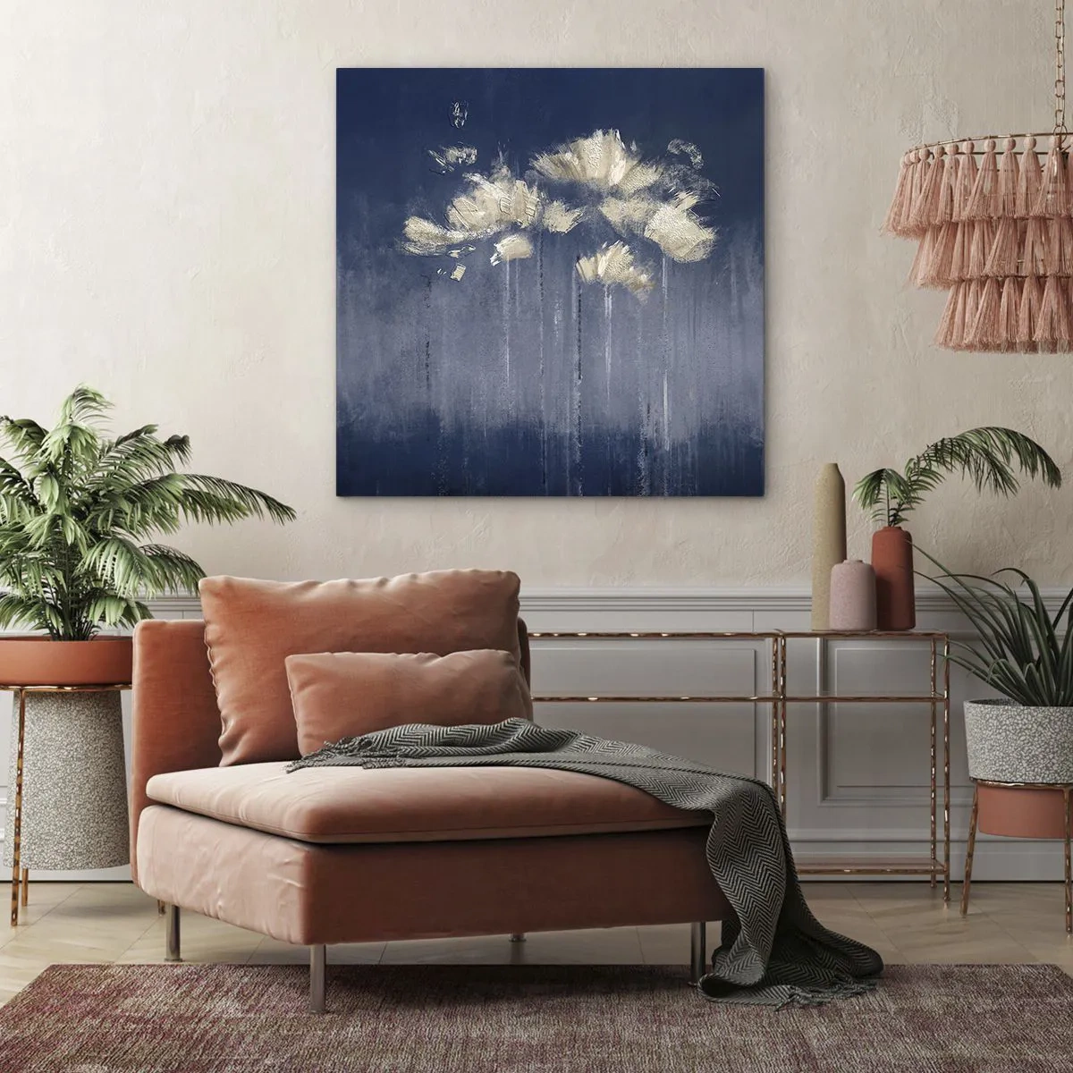 Schilderen op canvas - Als bloemblaadjes in de wind - 70x70 cm