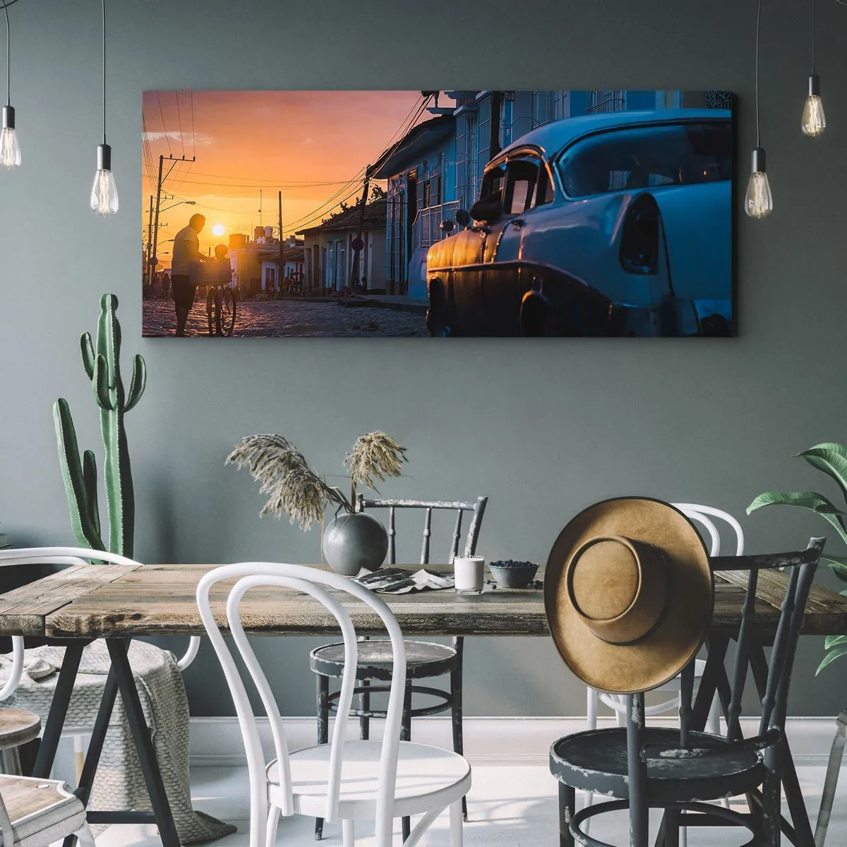 Schilderen op canvas - De tijd vertraagt ​​hier - 100x40 cm