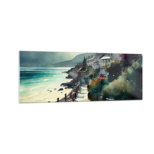 Schilderen op glas - Mediterrane stad - 140x50 cm