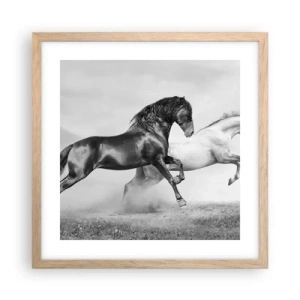 Een poster in een licht eiken lijst - Engelen en duivels - 40x40 cm