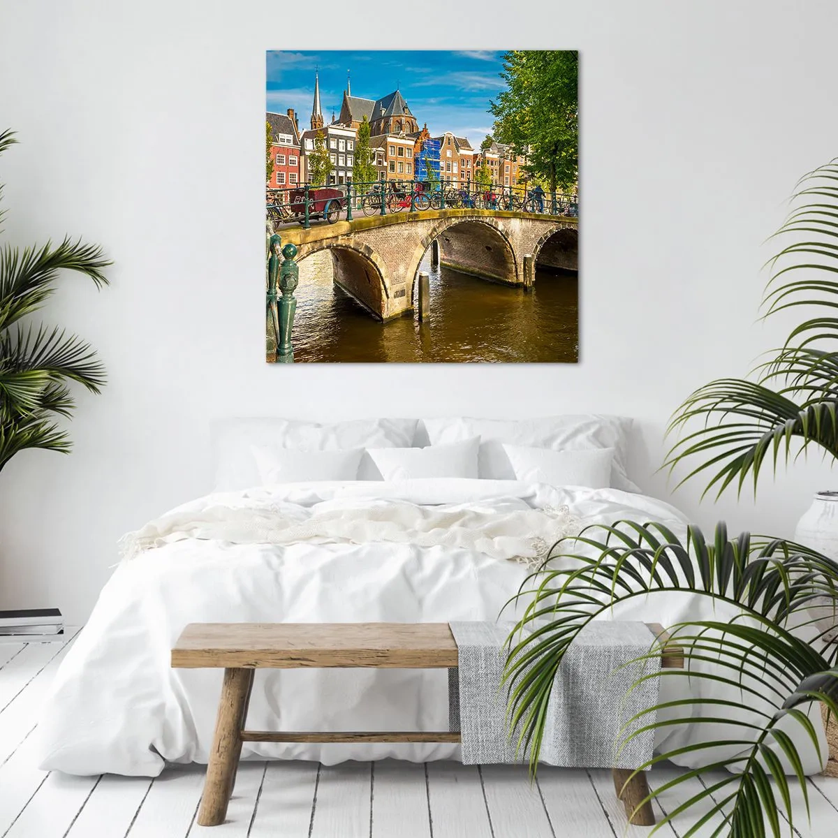 Schilderen op canvas - Lente aan de gracht - 70x70 cm