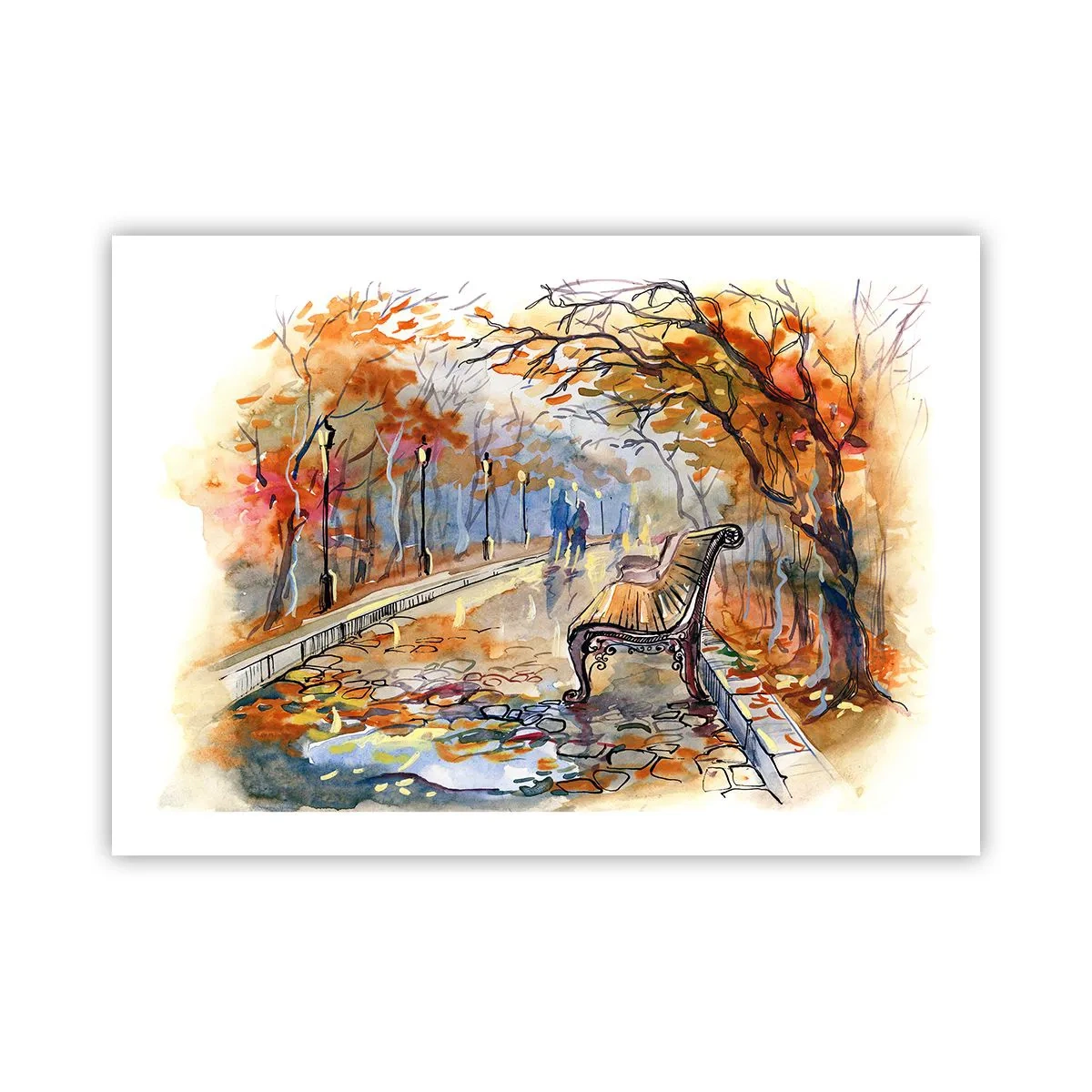 Poster - Samen wandelen in de herfst - 70x50 cm