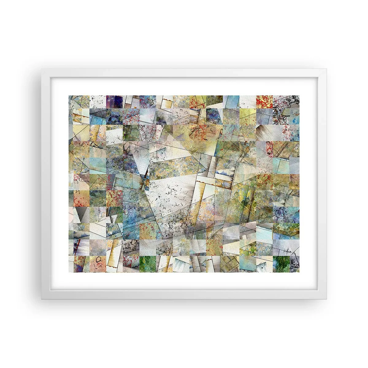 Poster in een witte lijst - Geometrische schuifeling - 50x40 cm