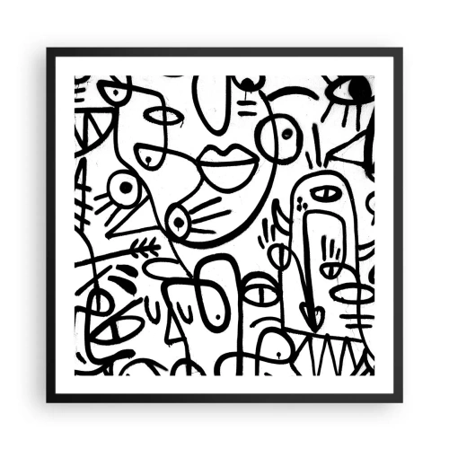 Poster in een zwarte lijst - Gezichten en luchtspiegelingen - 60x60 cm