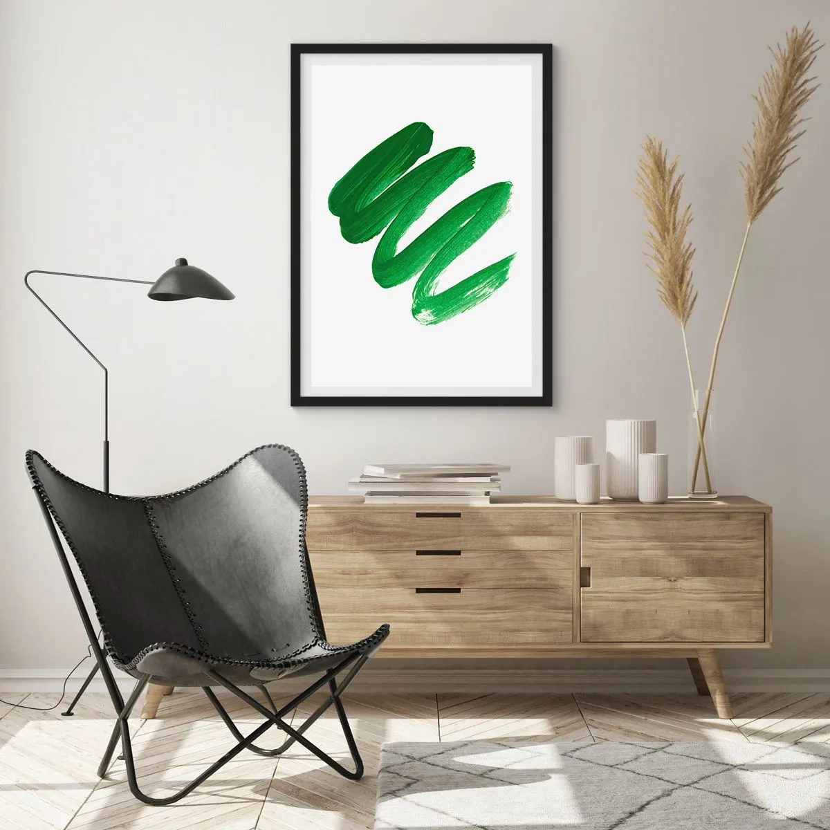 Poster in een zwarte lijst - Groene grap - 70x100 cm