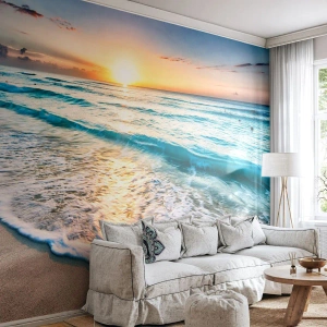 Zelfklevend Fotobehang Deluxe Sticker - Een uitzicht dat de moeite waard is - Landschap, Strand, Zonsondergang - 400x280 cm