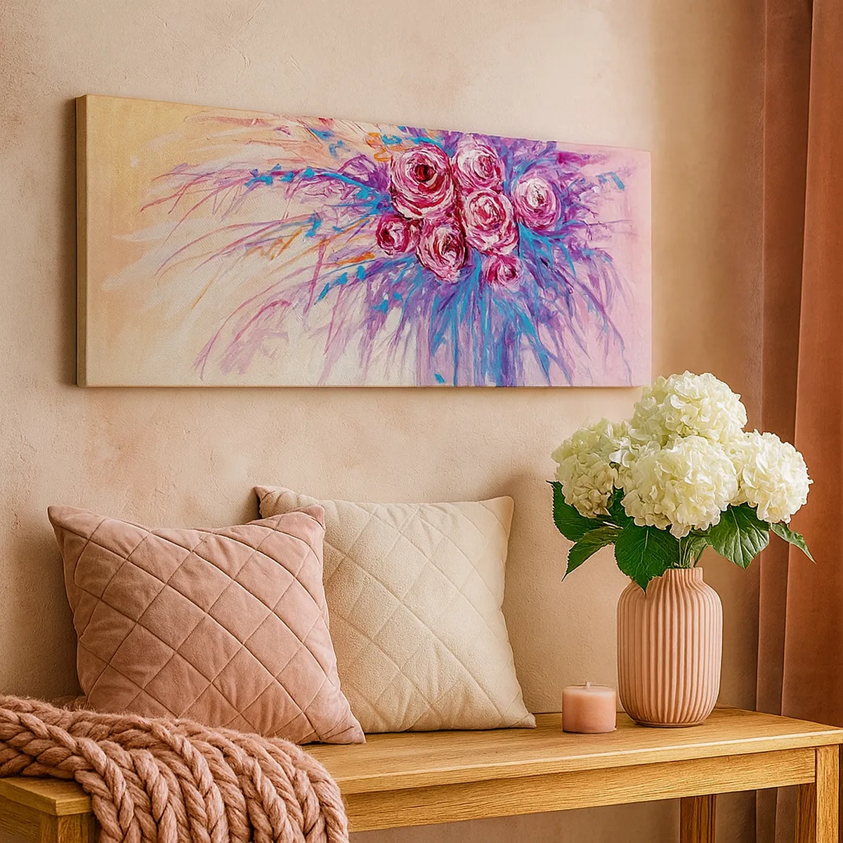 Schilderen op canvas - Rozenfontein - 30x30 cm