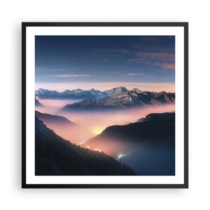 Poster in een zwarte lijst - Licht in de dalen - 60x60 cm