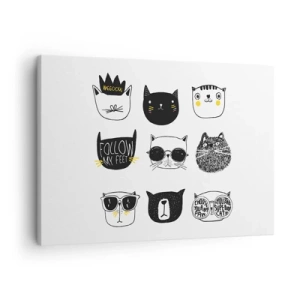 Schilderen op canvas - Stijlvolle kattenillustraties in een minimalistische stijl - 70x50cm - Iedereen is anders - Moderne wanddecoratie voor woonkamer en slaapkamer ARTTOR