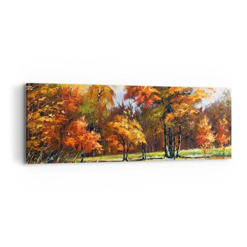 Schilderen op canvas - Landschap in goud en brons - 90x30 cm