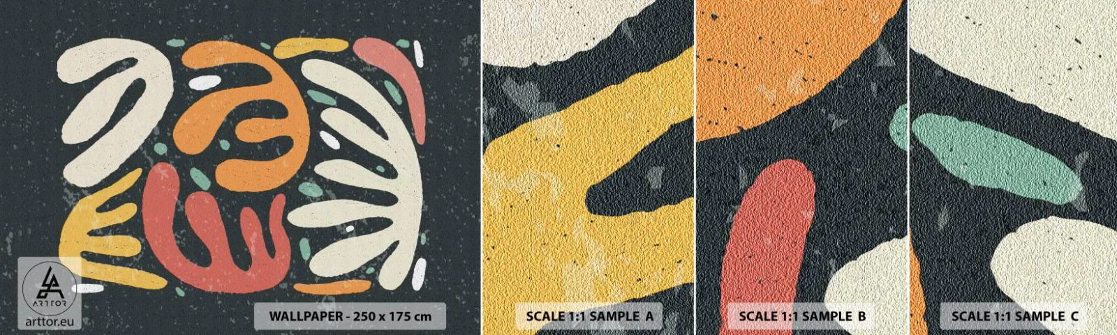 Fotobehang Monster Zelfklevend Deluxe Sticker - Compositie – ik sta op het punt je te pakken te krijgen - Boho, Minimalisme, Op leeftijd - 100x30 cm