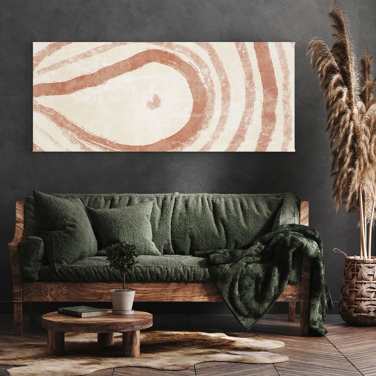 Schilderen op canvas - Koraalcirkels – compositie - 100x40 cm