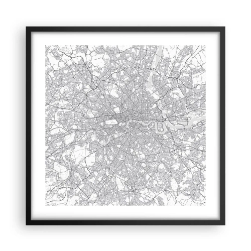 Poster in een zwarte lijst - Kaart van het doolhof van Londen - 50x50 cm