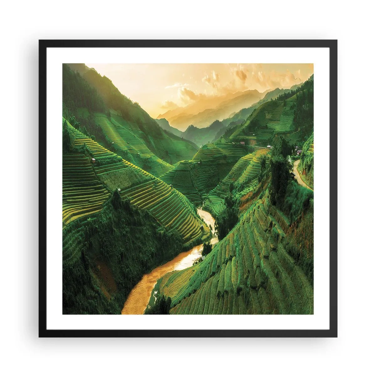 Poster in een zwarte lijst - Vietnamese vallei - 60x60 cm