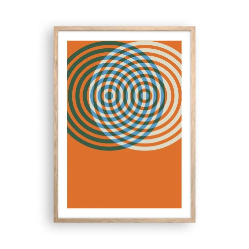 Een poster in een licht eiken lijst - Abstracte circulaire variatie - 50x70 cm