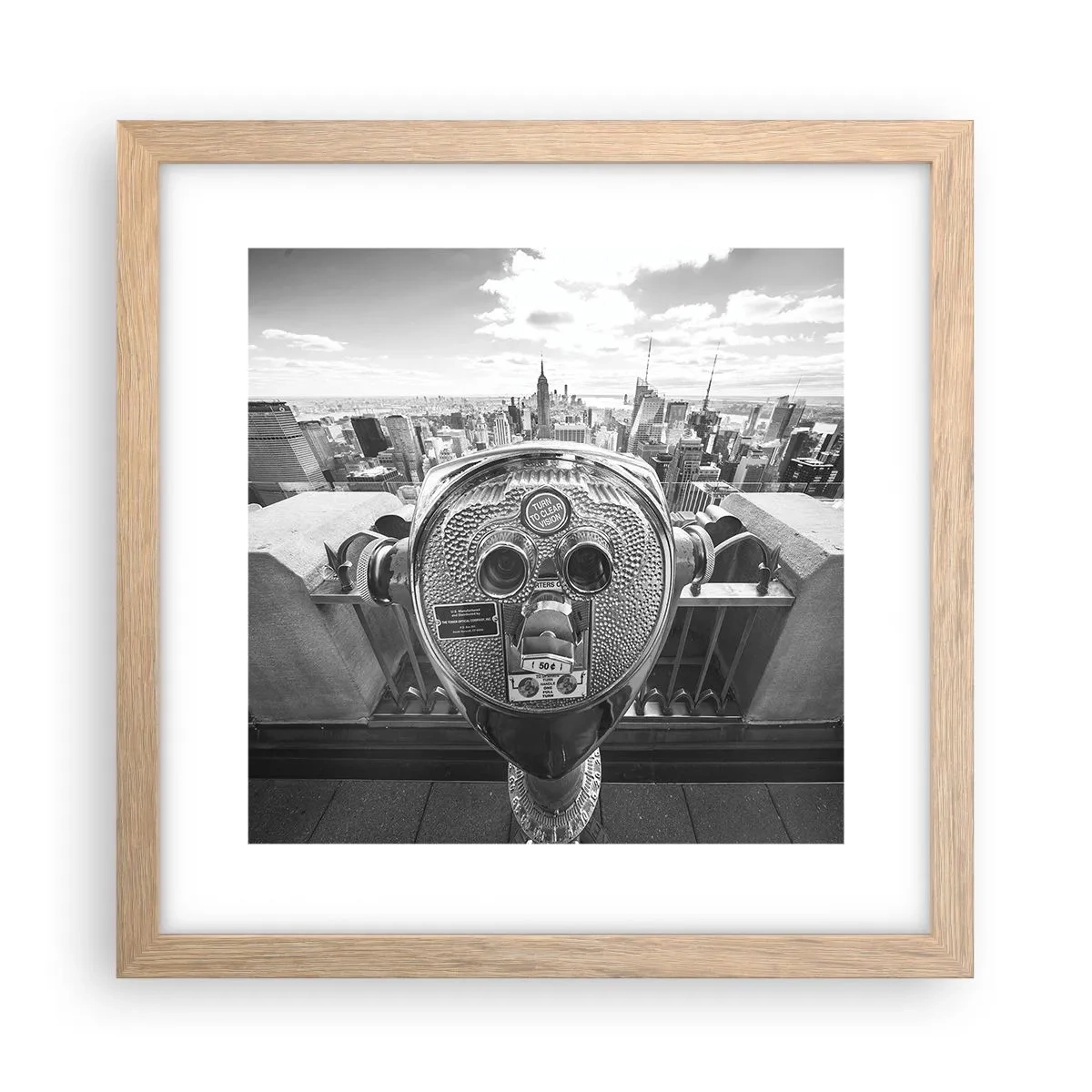 Een poster in een licht eiken lijst - Stad boven de steden - 30x30 cm