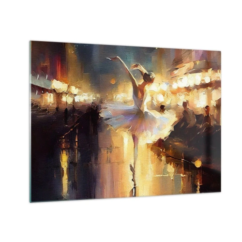 Schilderen op glas - Ballerina in het licht van de stadslichten - 70x50cm - Wonder op straat - Moderne wanddecoratie voor woonkamer en slaapkamer ARTTOR
