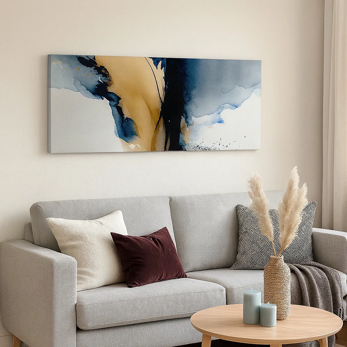 Schilderen op canvas - Achter het gordijn - 30x30 cm