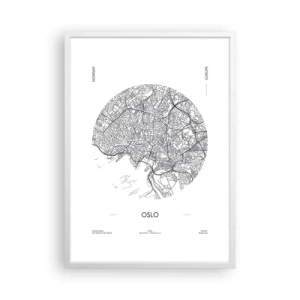 Poster in een witte lijst - Anatomie van Oslo - 50x70 cm