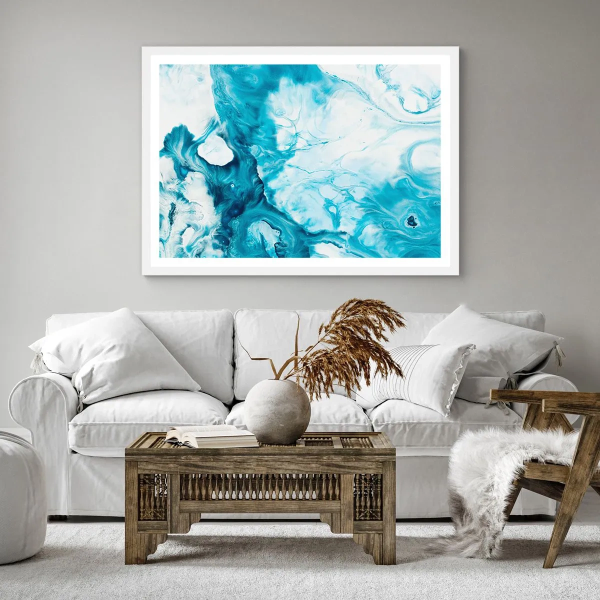 Poster in een witte lijst - Blauw Concert - 40x40 cm