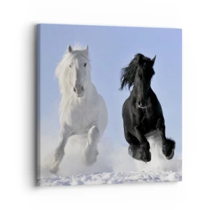 Schilderen op canvas - Zwart-wit galop - 30x30 cm