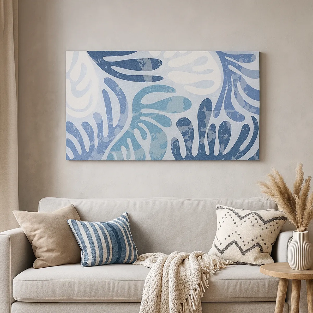 Schilderen op canvas - Blauwe varens - 30x30 cm