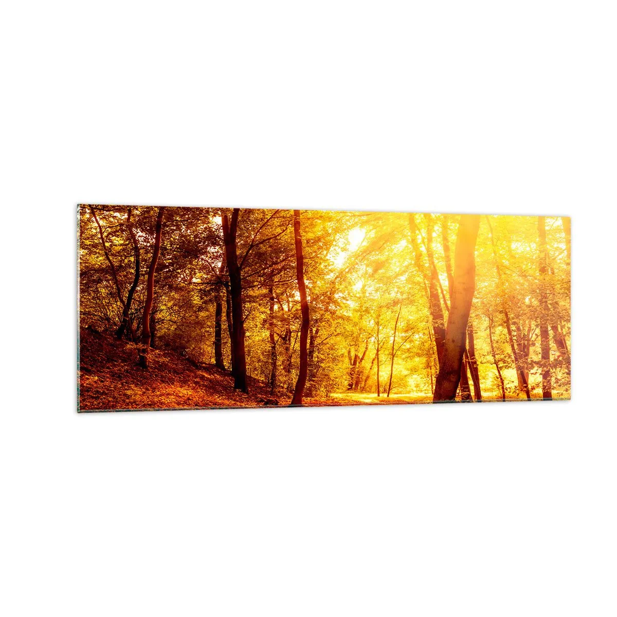 Schilderen op glas - Op weg naar de gouden open plek - 140x50 cm