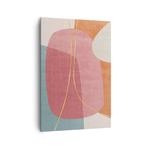 Schilderen op canvas - Pastelkleurcompositie met gouddraad - 70x100 cm