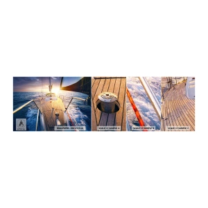 Fotobehang Staaltje Standard Eco - Lopend op de golven - Zeiljacht, Zee, het zeilen - 100x30 cm