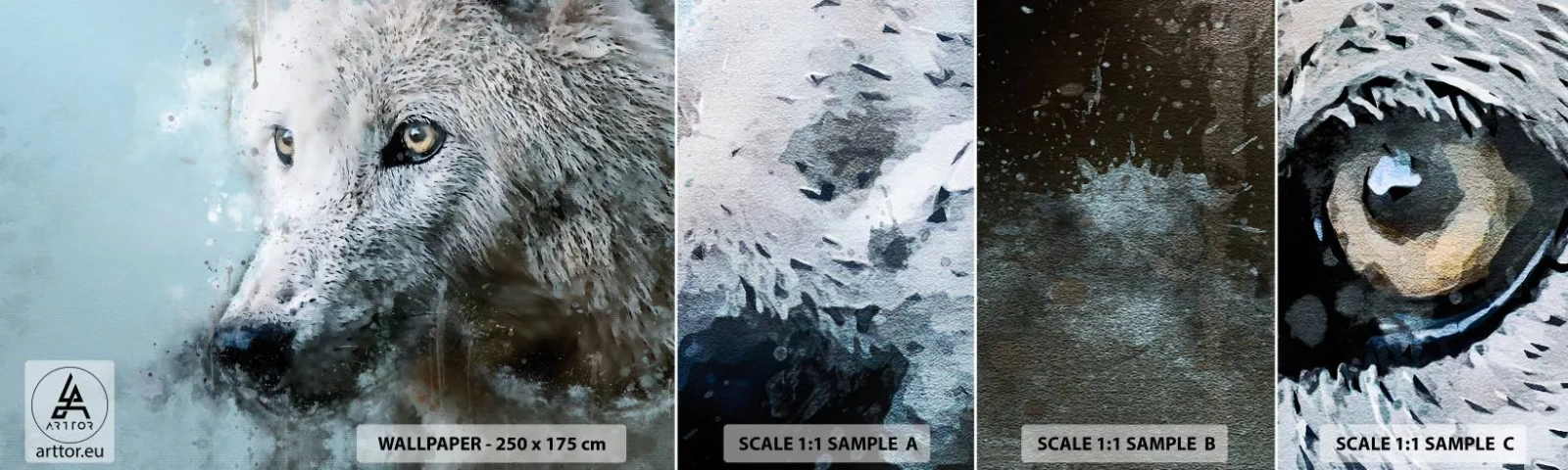 Fotobehang Staaltje Standard Eco - Ontmoet de wolvenziel - Dieren, Wolf, Roofdier - 100x30 cm