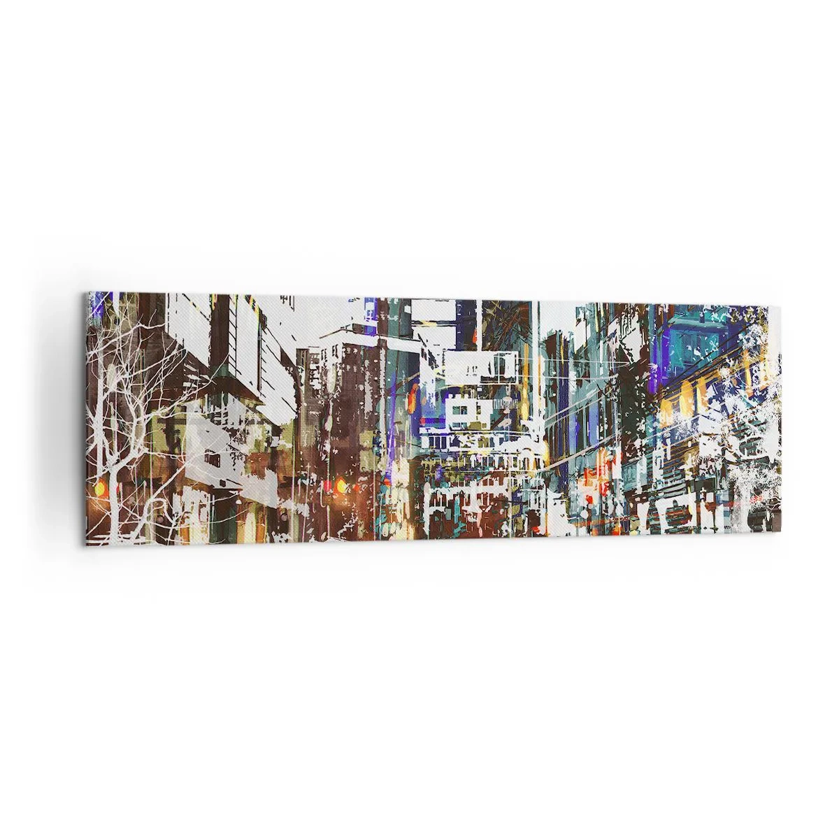 Schilderen op canvas - Een glinsterende stad - 160x50 cm