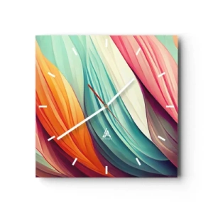 Wandklok - Klok - Regenboog geweven - 40x40 cm