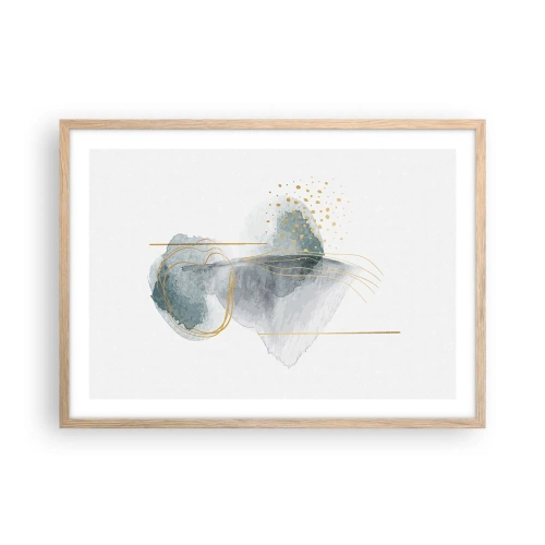 Een poster in een licht eiken lijst - Over de relatie tussen grijs en goud - 70x50 cm