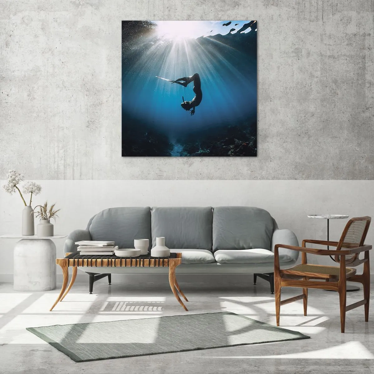 Schilderen op glas - onderwaterdans - 70x70 cm