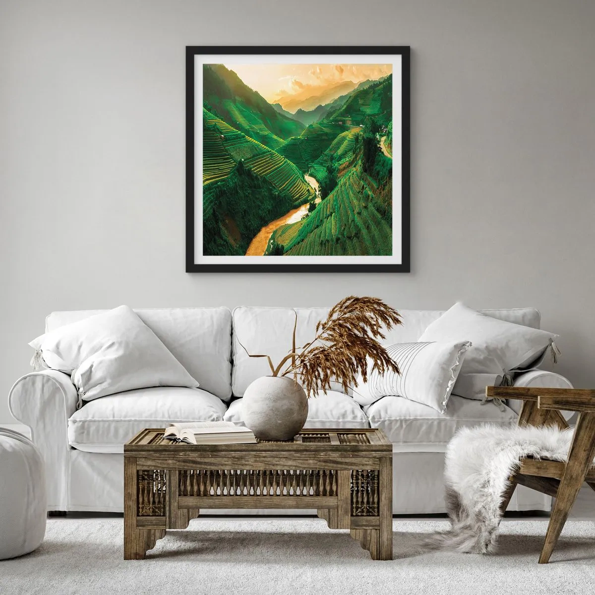 Poster in een zwarte lijst - Vietnamese vallei - 30x30 cm