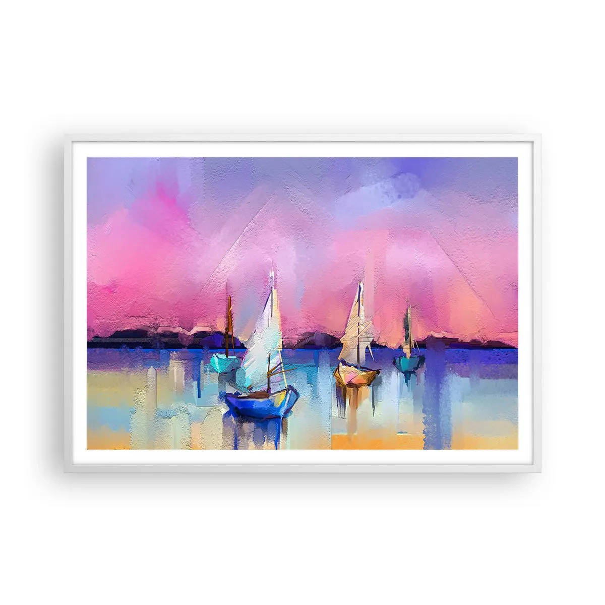 Poster in een witte lijst - Richting: breed water - 100x70 cm