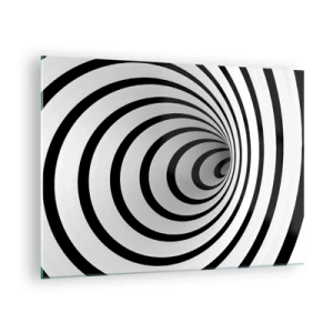 Schilderen op glas - Abstract spiraalpatroon in zwart-wit - 70x50cm - Kun jij er ook niet tegen? - Moderne wanddecoratie voor woonkamer en slaapkamer ARTTOR