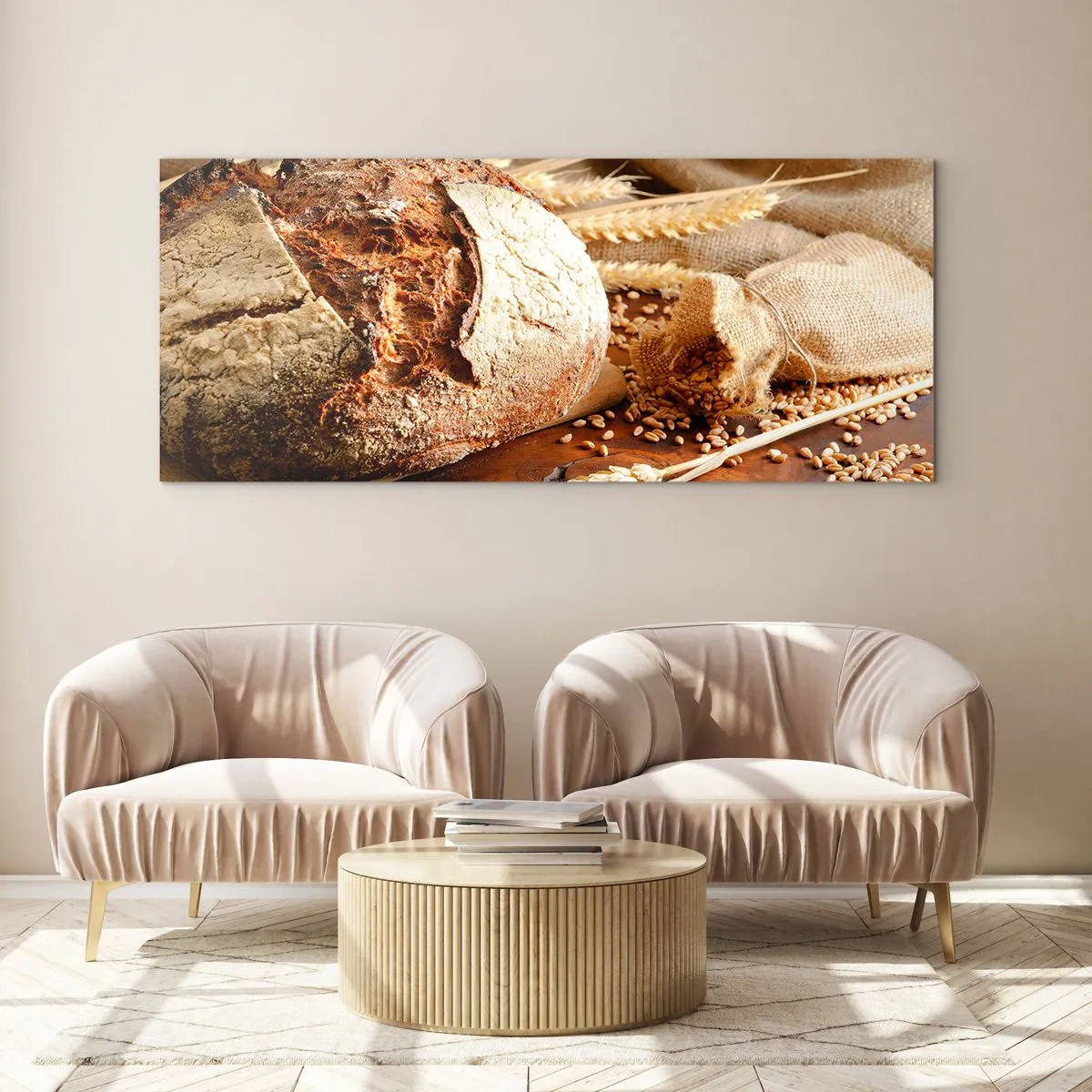 Schilderen op glas - Smakelijk, geurig, knapperig - 100x40 cm