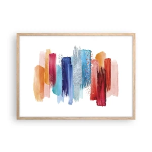 Een poster in een licht eiken lijst - Omhoog en omlaag - 70x50 cm