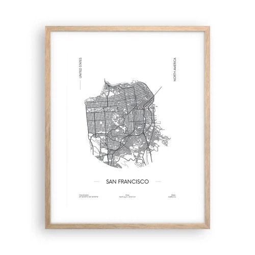 Een poster in een licht eiken lijst - Anatomie van San Francisco - 40x50 cm