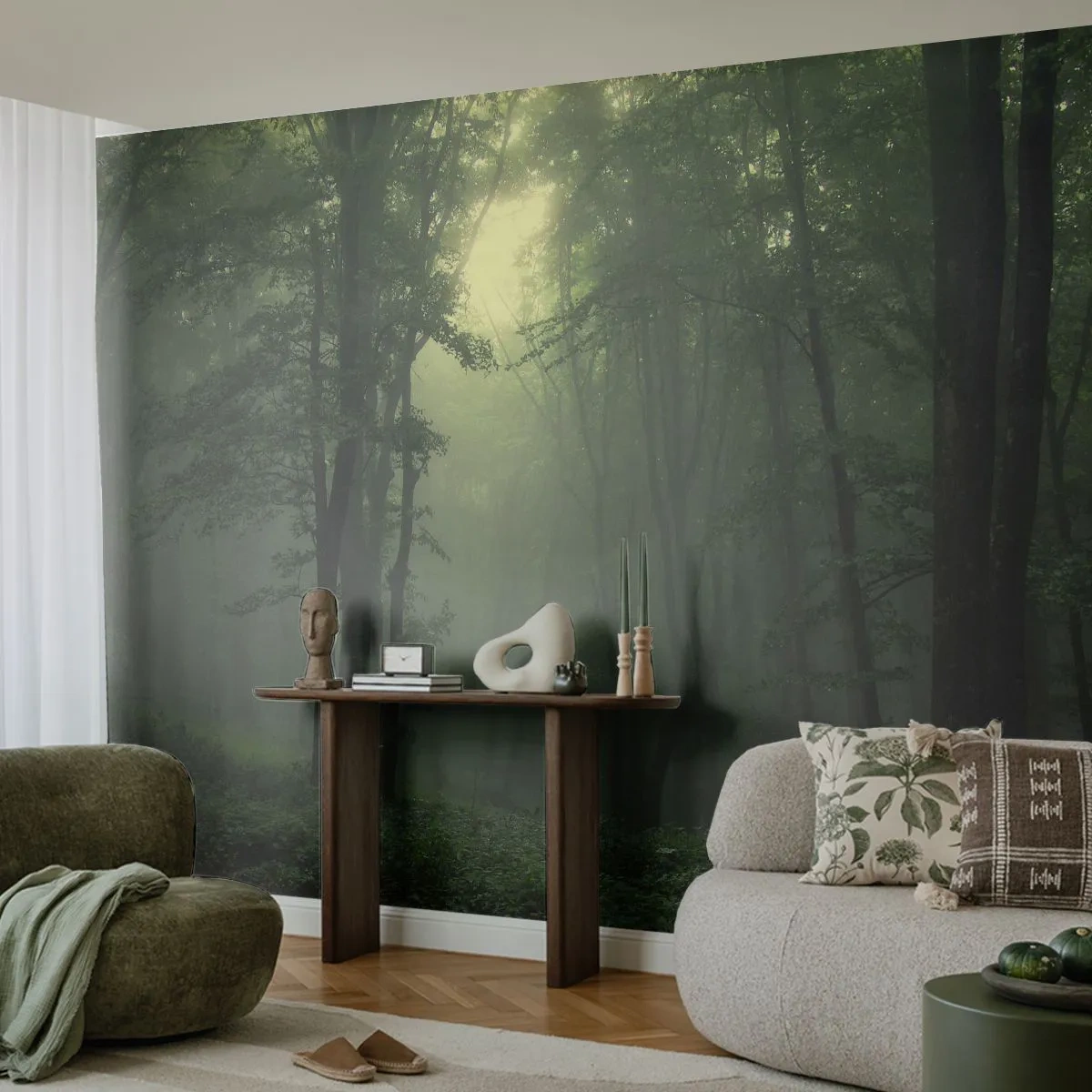 Fotobehang Standard Eco - Voordat hij wakker wordt - Landschap, Woud, Natuur - 350x256 cm