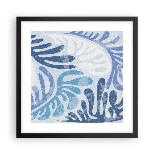 Poster in een zwarte lijst - Blauwe varens - 40x40 cm