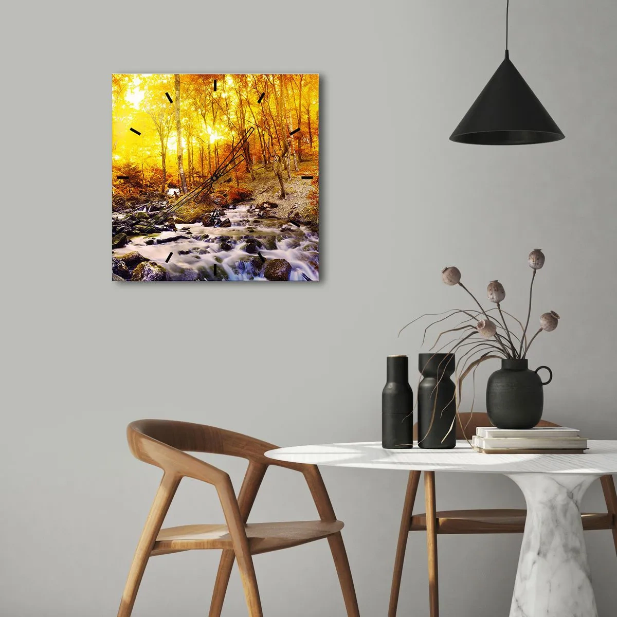 Wandklok - Klok - Stenen gezet in goud en platina - 30x30 cm