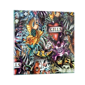 Schilderen op glas - De droom van de tatoeëerder - 70x70 cm