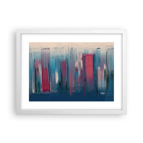 Poster in een witte lijst - Verticale compositie in blauw en rood - 40x30 cm