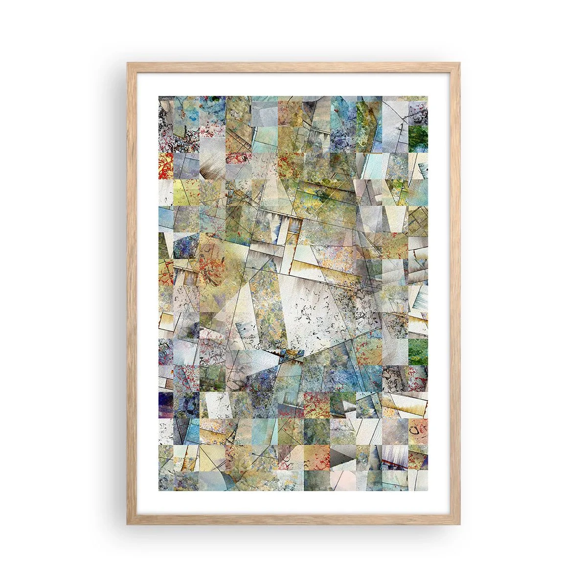 Een poster in een licht eiken lijst - Geometrische schuifeling - 50x70 cm