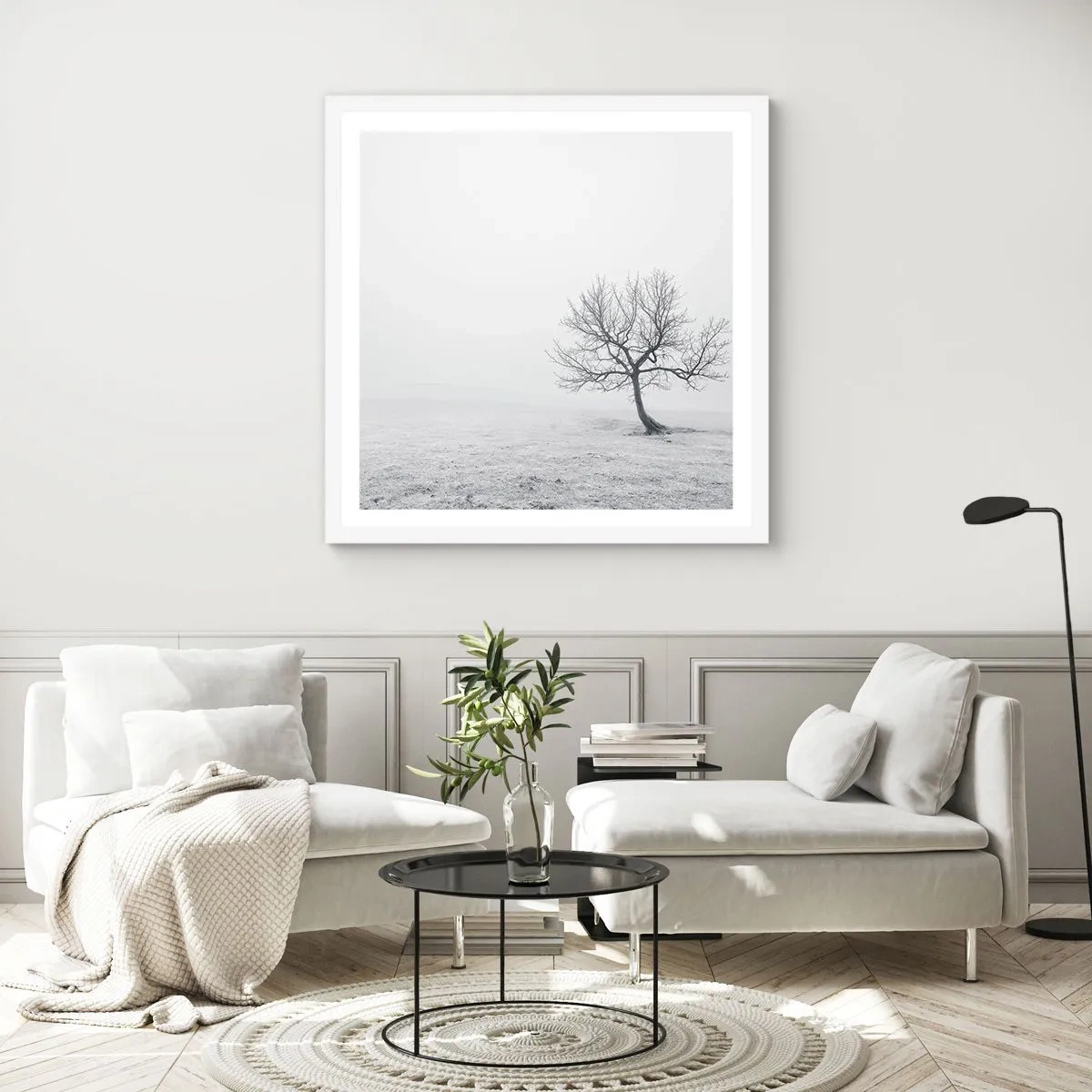 Poster in een witte lijst - Tegen het niets - 50x50 cm