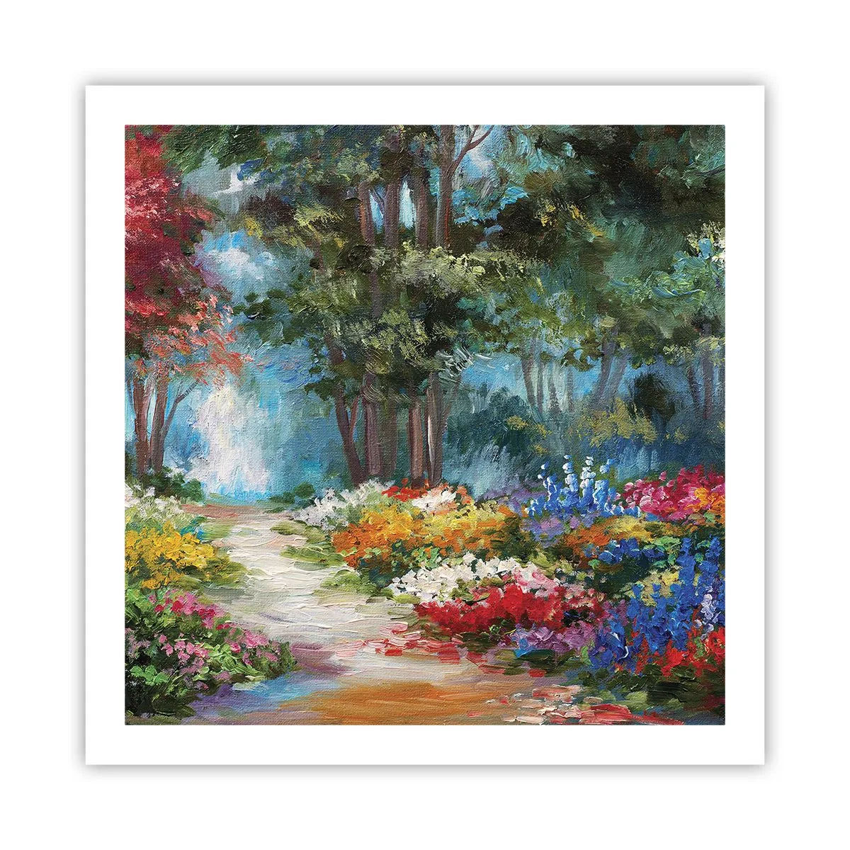 Poster - Bostuin, bloemenbos - 60x60 cm