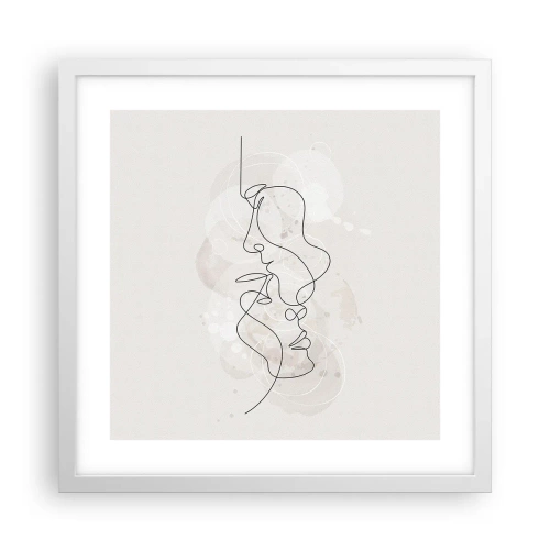 Poster in een witte lijst - Verstrikt in een omhelzing - 40x40 cm